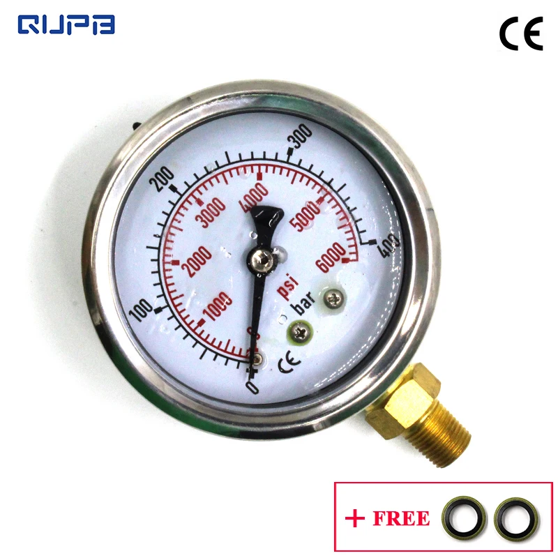 QUPB 63mm Paintball Oil Filled Big Gauge Dial 400bar 6000psi Diving