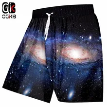 OGKB летние шорты мужские пляжные шорты с принтом Galaxy Space 3D купальники обшитые мужские шорты быстросохнущая классная модная одежда 5XL