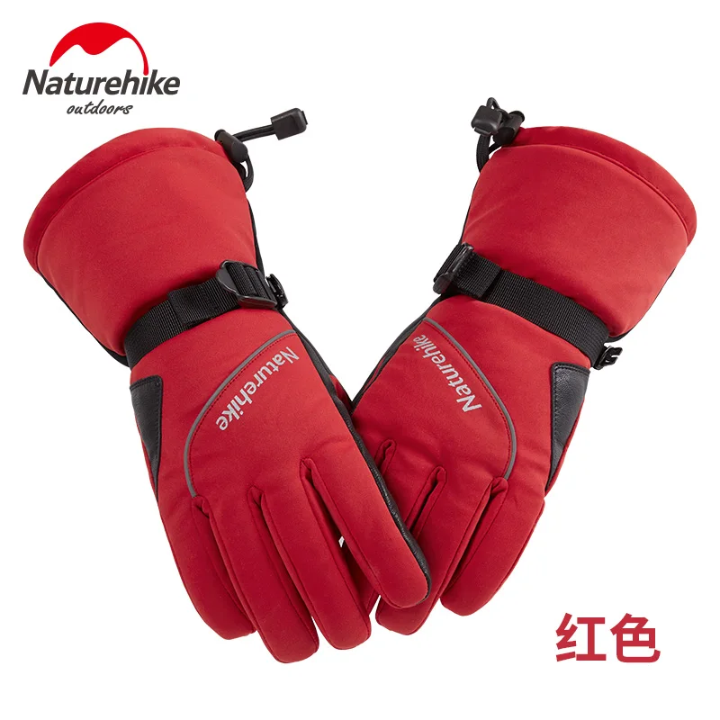 Naturehike флисовые перчатки теплые зимние ветрозащитные лыжные перчатки женские мужские водонепроницаемые перчатки для улицы - Цвет: Red