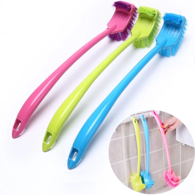 buy Plastic Bathroom Toilet Brush Long Handle Double Sided Brush Toilet Corner Side Cleaning Brush