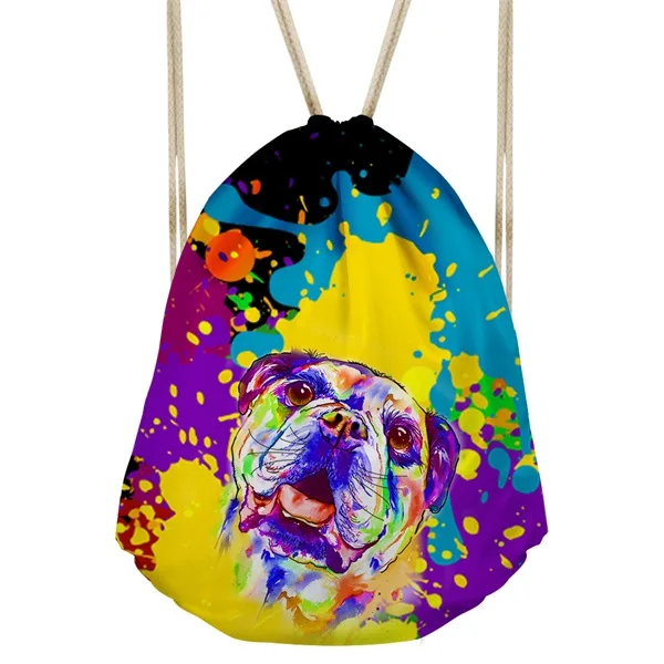 INSTANTARTS Забавный 3D Собака граффити Французский бульдог для женщин/мужчин Drawstrings красочный Softback рюкзак для шоппинга Повседневная сумка для хранения - Цвет: CC3334Z3