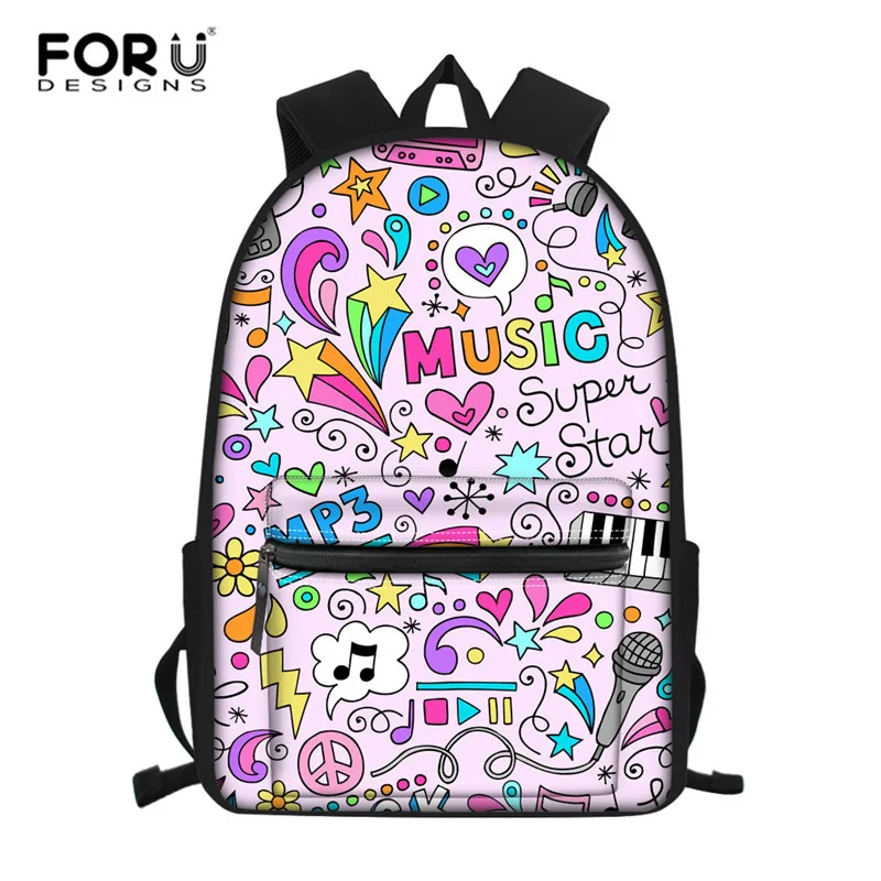 FORUDESIGNS/первичные сумки для средней школы рюкзак для девочек музыкальный инструмент принт Детский рюкзак женская сумка Mochila Infantil - Color: Z4845Z58