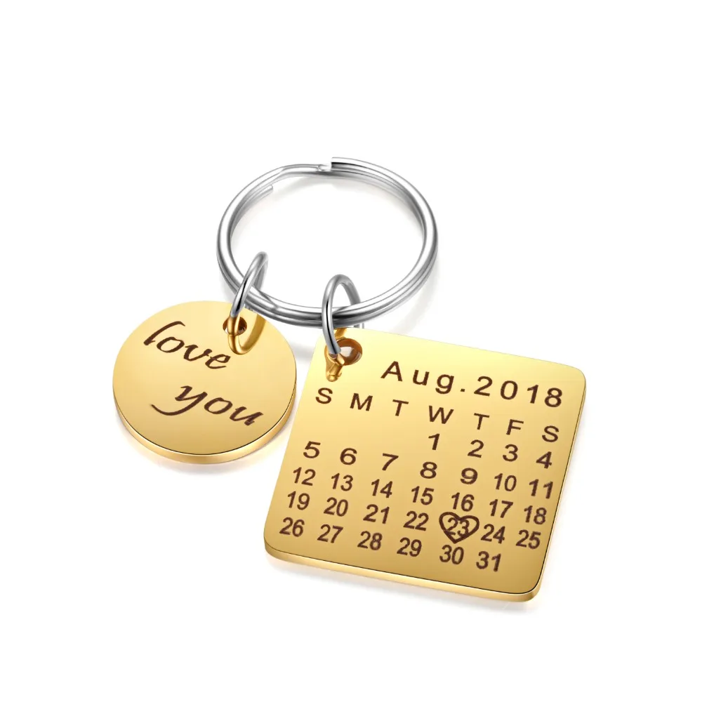 Customized Calendar Keychain Personalized Stainless Steel Perpetual
