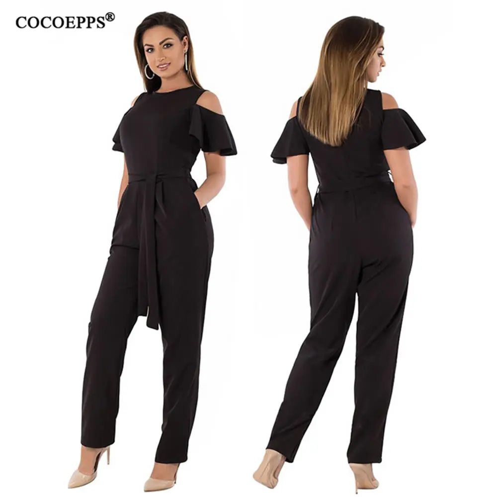 COCOEPPS, 5XL, 6XL, летние женские комбинезоны с открытыми плечами, плюс размер, комбинезоны, комбинезон, офисный, женский, элегантный, большой размер, повседневный комбинезон