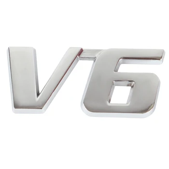 

Styling Car Sticker Silver Digits Sticker Plate Sign V6 Number Decoration Emblem Stickers 1 Pcs
