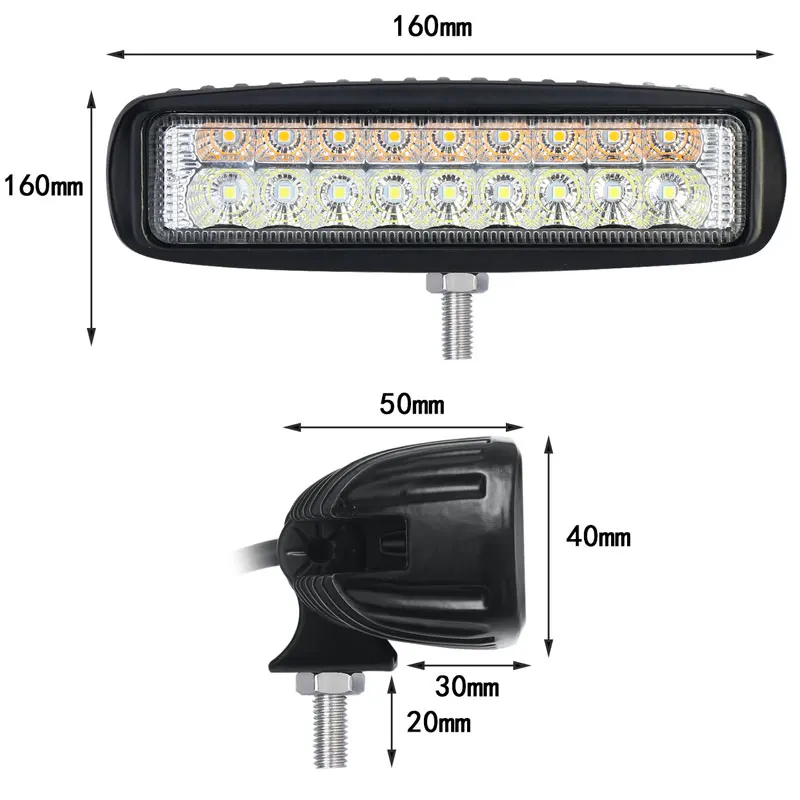 LYKAS-18W-7-5-Inch-Light-Bar-OffRoad-Spot-Beam-Led-Vehicle-Driving-Car-Light-with (3)