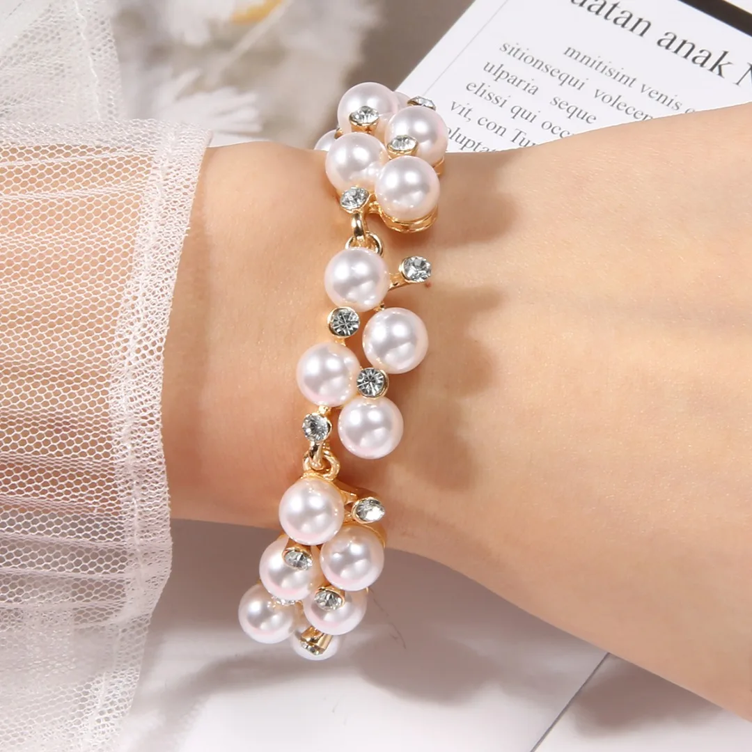 Очаровательные браслеты из искусственного жемчуга с кристаллами для женщин, модные браслеты и браслеты, браслеты, ювелирные изделия, подарок на день Святого Валентина