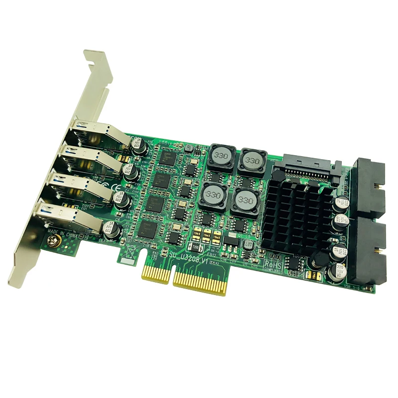 Pci Express Pci-e para Usb 3.0 Placa de Expansão Raiser Portas Usb 3.0 Controlador Sata Poder Independente Canal para Servidor Câmera Cartões para acréscimos - Imagem 3