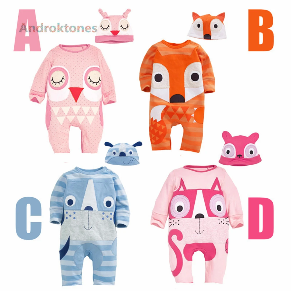 

Androkton Newborn Romper Long Sleeve Onesie Cartoon Animal Fox Owl Baby Kids Girls Boys Pamjams Animal Pajamas Halloween Costume
