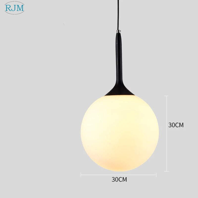Современный минималистичный стеклянный Сферический подвесной светильник творческая личность скандинавский подвесной светильник для ресторана гостиной спальни освещение - Цвет корпуса: Black Dia30cm