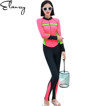 

2018 Long Sleeves Long Pants Women Swimsuit Sport Swimwear Surfing Suits Diving Suits Summer One Piece Beach Wear Rashguards