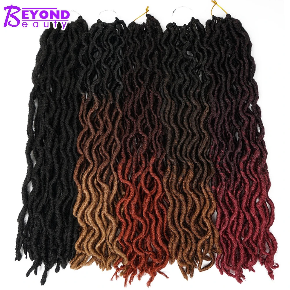 

Nu Ombre Faux Locs Curly Wavy Crochet Braids 20inch Soft Dread Bohemian Locs Synthetic Hair Extensions 24Roots/pack