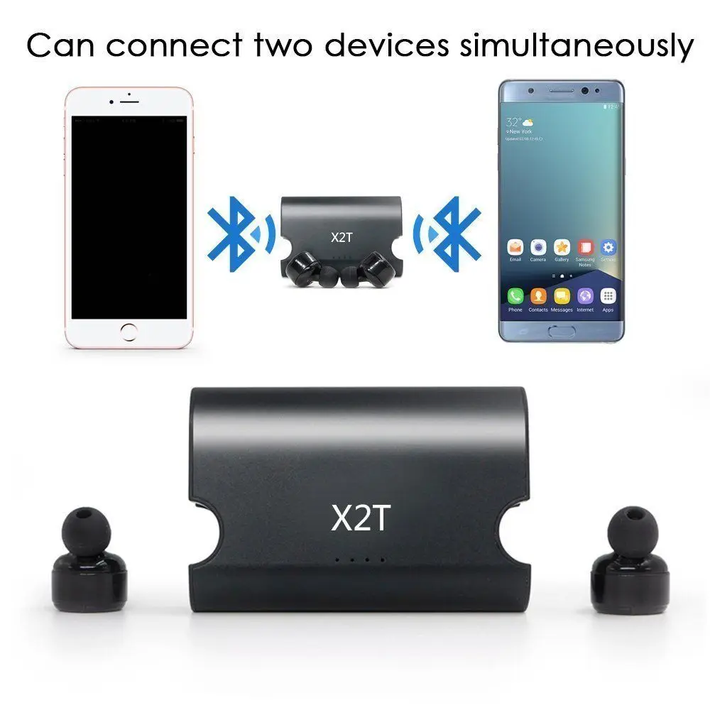 Беспроводные мини наушники X2T с шумоподавлением bluetooth гарнитура блоком питания