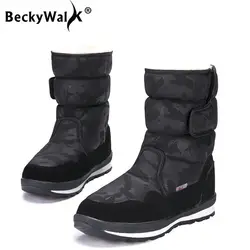 BeckyWalk/зимние сапоги Высокие женские зимние сапоги Водонепроницаемый Плюшевые Теплые Тапки женские брендовые камуфляж до середины икры botas