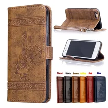 Для Iphone 5 5s 6 6s 7/6 Плюс/6s Плюс/7 плюс Case Роскошные Элегантные Ретро Тисненая Кожа Флип Бумажник Задняя Крышка Телефона Case