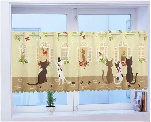 Высококачественные кофейные занавески для кухни окон полузатененные короткие 145