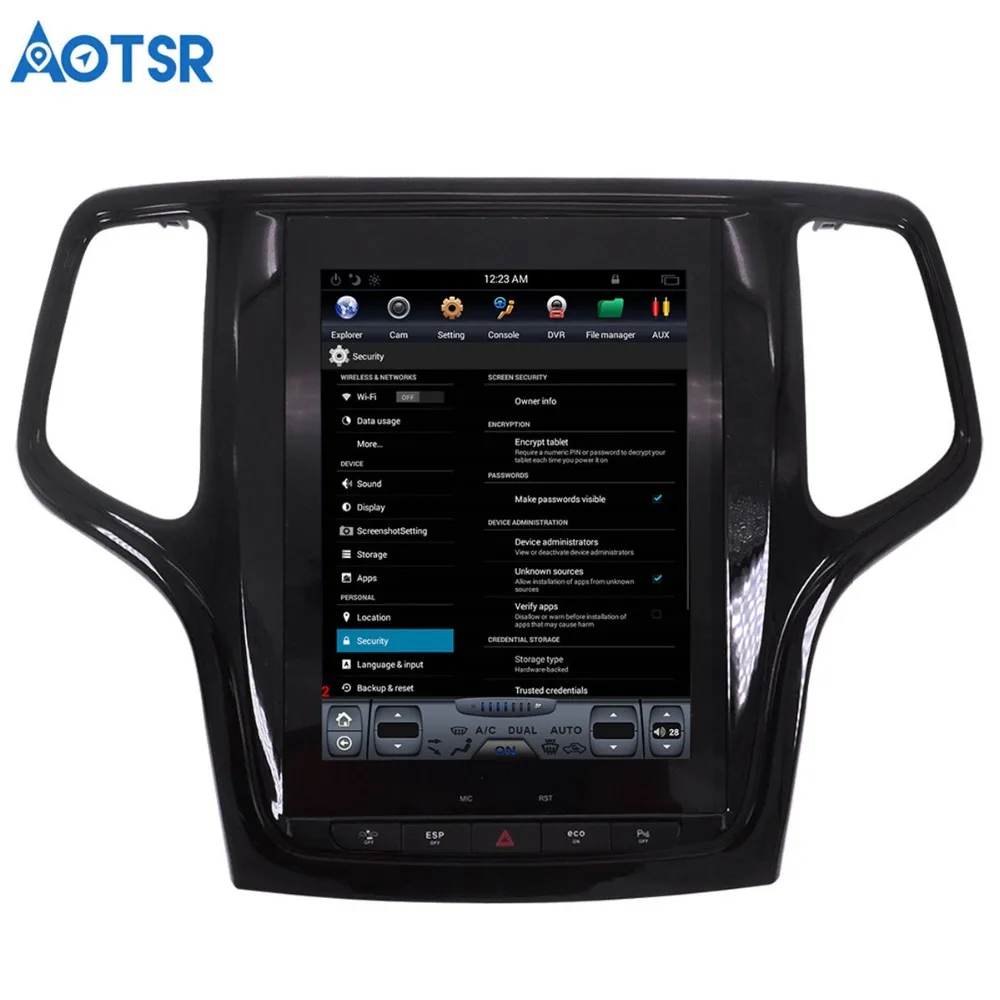 Aotsr Android Tesla стиль Автомобильный GPS навигатор для JEEP Grand Cherokee 2014 2018 золотой и черный