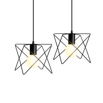 

Vintage LED Black Pendant Lights handwork Wrought Iron Ceiling Lamp E27 Bulb Living Room Lamparas for Home Lighting Fixtures