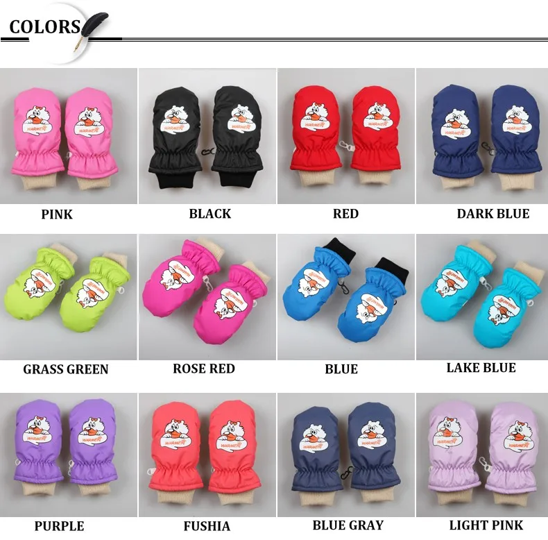 Free Shipping Winter Outdoor Hand Warming Skiing Mittens Kids Waterproof Windproof Gloves for 1-8 year-old Children Boys Girls (2)