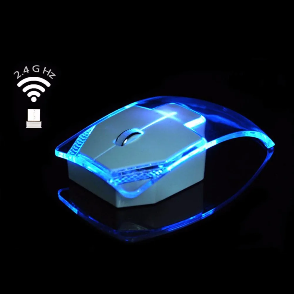 

V6 Wireless Mouse Creative Ultra-thin Transparent Colorful Light Optical Wireless Mice for Gift for Notebook Mac Air