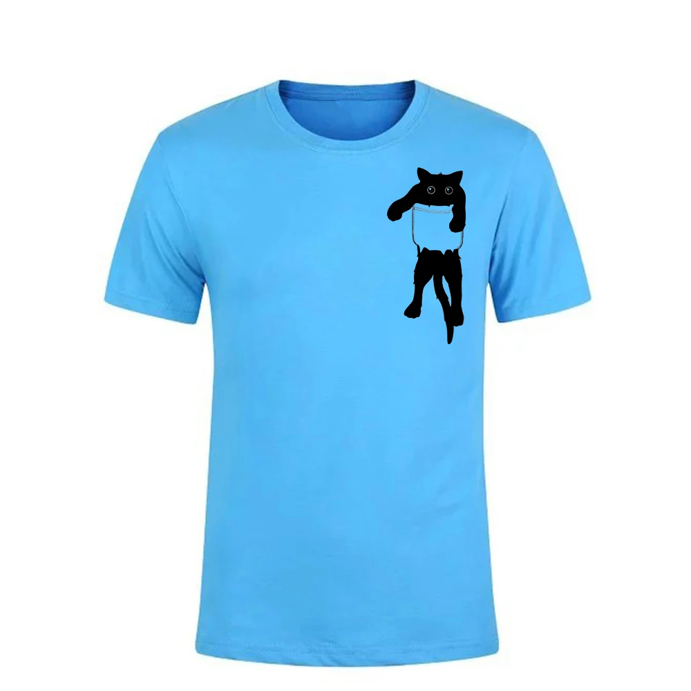 

Stefan janoski 2019 Summer Funny Cat in Pocket Design T Shirt Men's Animal Graphics Printed Tops Hipster Tees