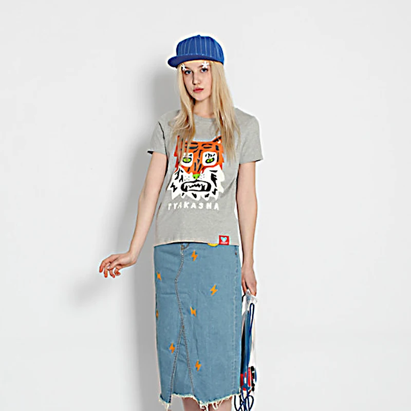 

High-quality T-shirts For Men And Women Unisex Tee Tops Short Sleeve Summer New Cute Tiger Printing Ladies Oversize Tshirt Gray