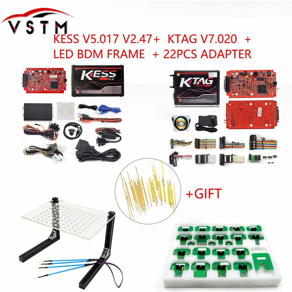 Полный комплект Ktag 7 020 KESS V2 5 017 V2.47 крассветодиодный светодиодная Рамка BDM