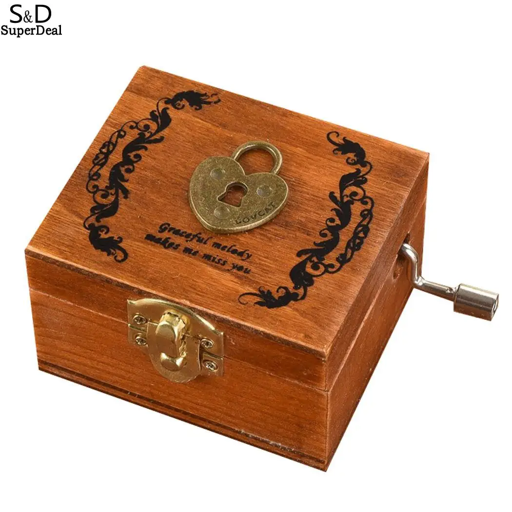 patch heart lock Классические изысканные квадратные деревянные рукоятки изысканный как изображение Ретро подарочные музыкальные шкатулки - Цвет: patch heart lock