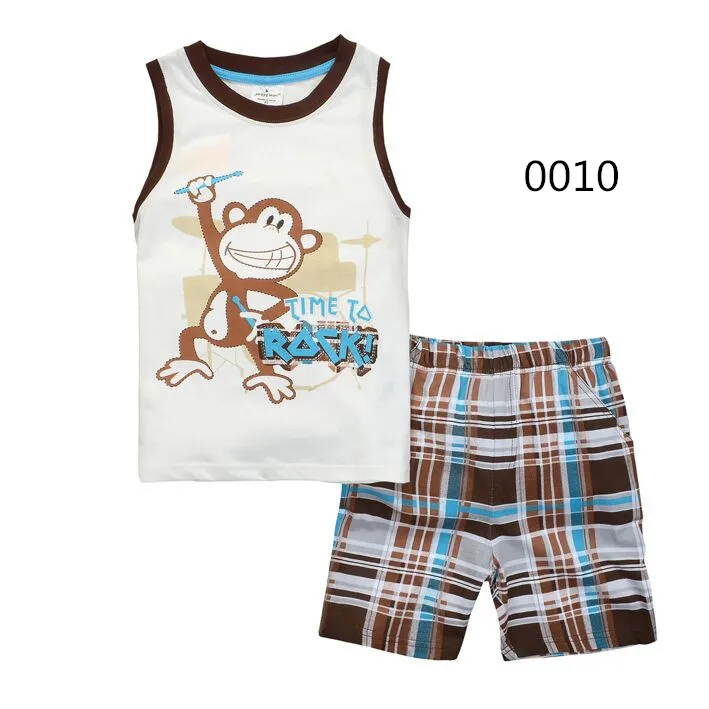 baby kids Pajamas Set summer children Short Sleeve cotton sleepwear Boys Cartoon pyjamas girls cute home clothing Nightwear ds43 - Цвет: color at picture