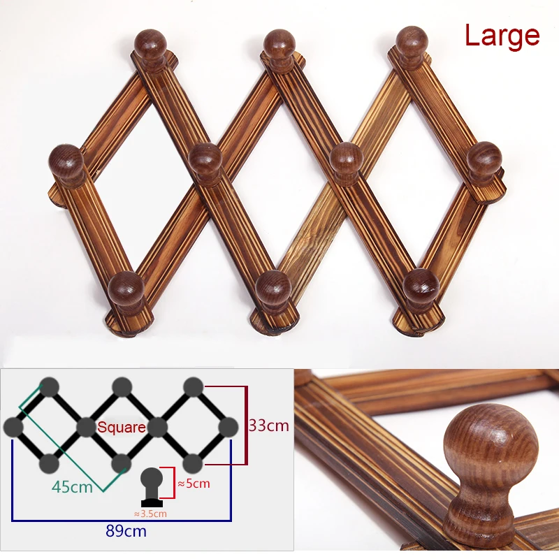 10 крючков деревенский деревянный расширяемый аккордеон Peg Вешалка вешалка настенная вешалка для пальто