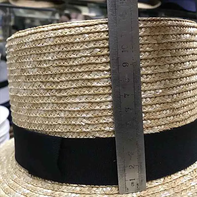 Унисекс пшеничная коса Топ Шляпа Дерби Fedora женский черный резинка с тесьмой лошадь Outlaw соломенные шляпы плоский верх мужские летние Boater Hat
