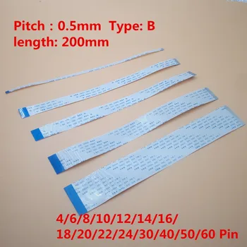 

10pcs FFC 200mm 0.5mm Reverse B Type Opposite Side Flexible flat cable 4/6/8/10/12/14/16/18/20//30/32/40/50/60 Pin AWM 20624
