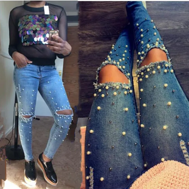 Aliexpress.com : Buy Women Fashion Destroyed Hole Ripped