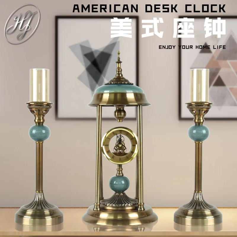 

christmas American clock European style living room clock simple table mute bedroom decorative clock restoring ancient ti