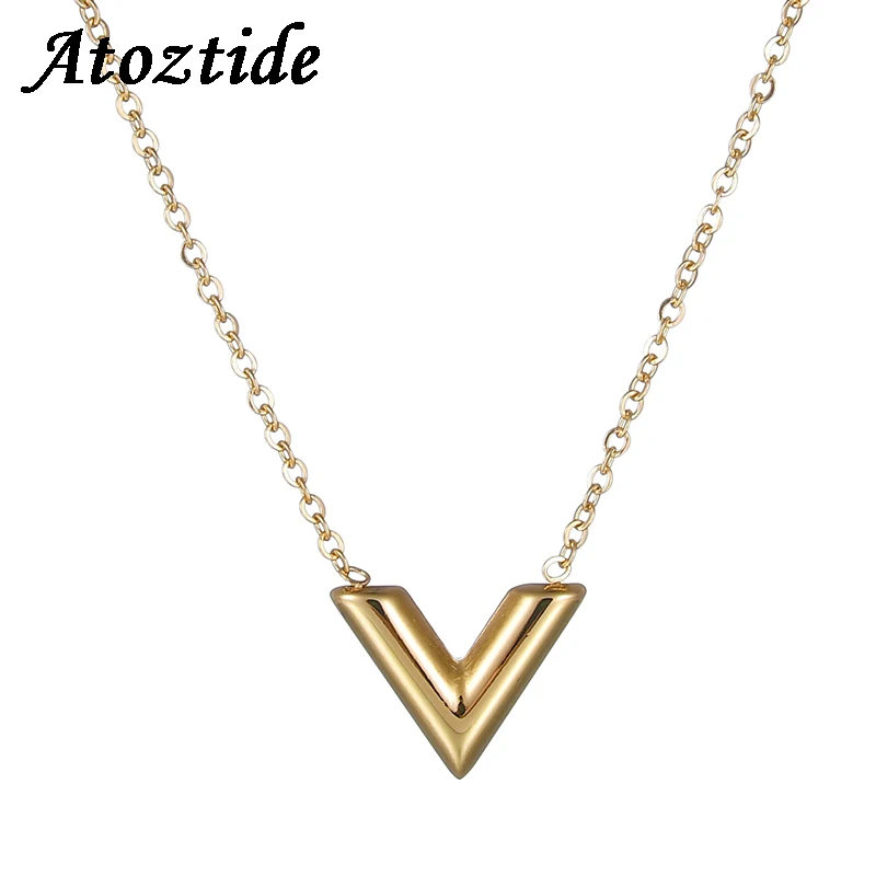 Atoztide, простое ожерелье с надписью из нержавеющей стали, Серебряное/золотое инциальное имя, цепочка, ожерелье, подарок дружбы