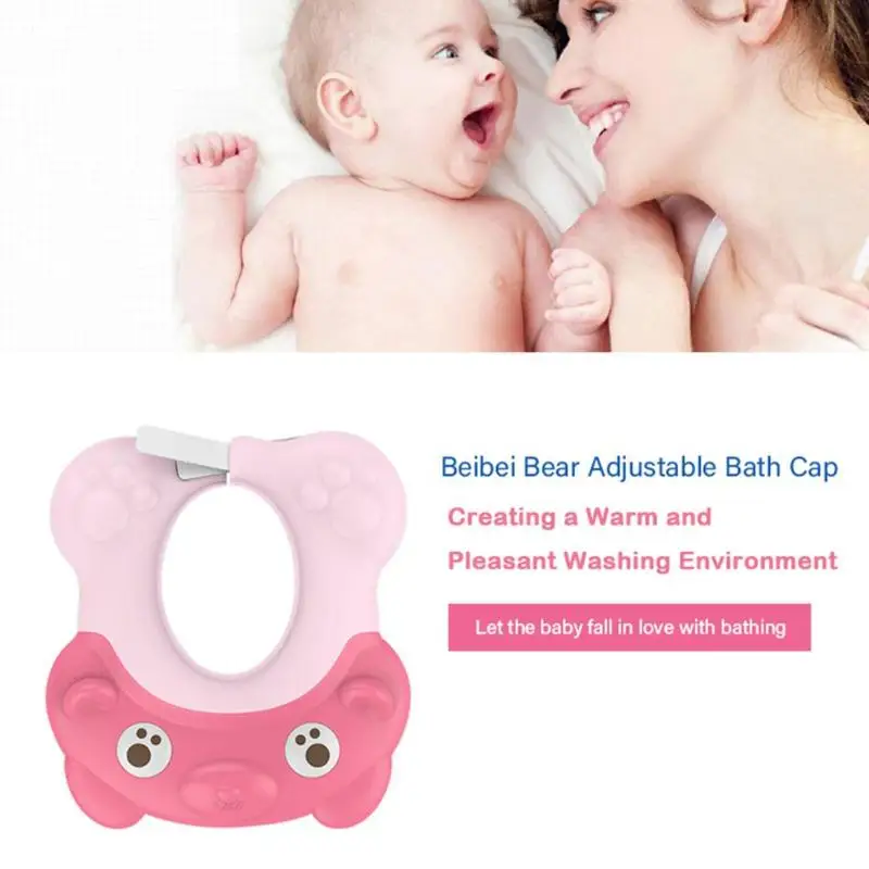 Пластиковая Милая регулируемая детская шапка для младенцев детская водонепроницаемая шапочка для душа с шампунем