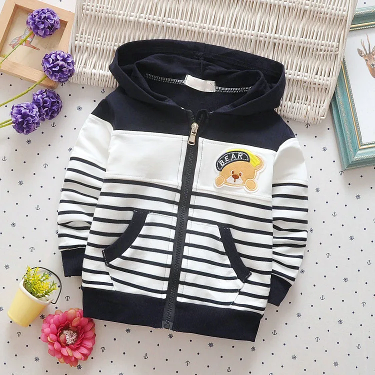 Baby Toddler Kids Boys Spring&autumn Cotton Bear Emboidery Jacket Zipper Coat For 70-110cm Height Kids Cardigan B003