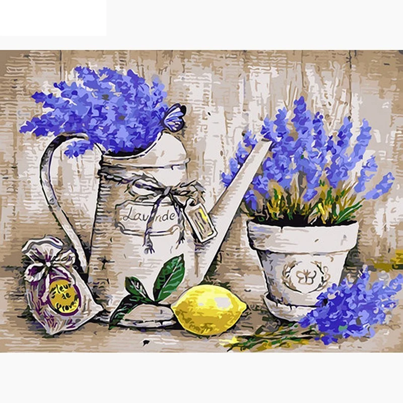 Diamond Mosaic Flowers Home Decor Picture Of Rhinestone Full Drill Square Lemon 5D DIY Diamond Painting Lavender