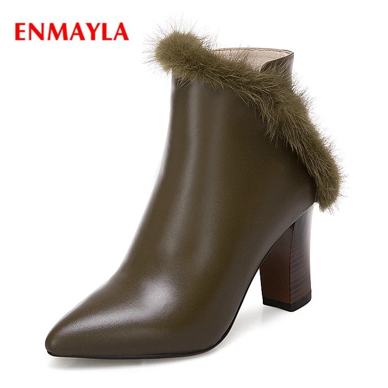 

ENMAYLA Botines Mujer 2018 Bella Hadid Pointed Toe Ankle Boots Womens Shoes Big Size 34-43 ZYL1473