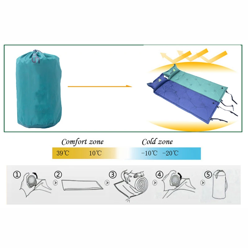 Camping Cushion Folding Bed Outdoor Furniture Garden Bedroom Portable