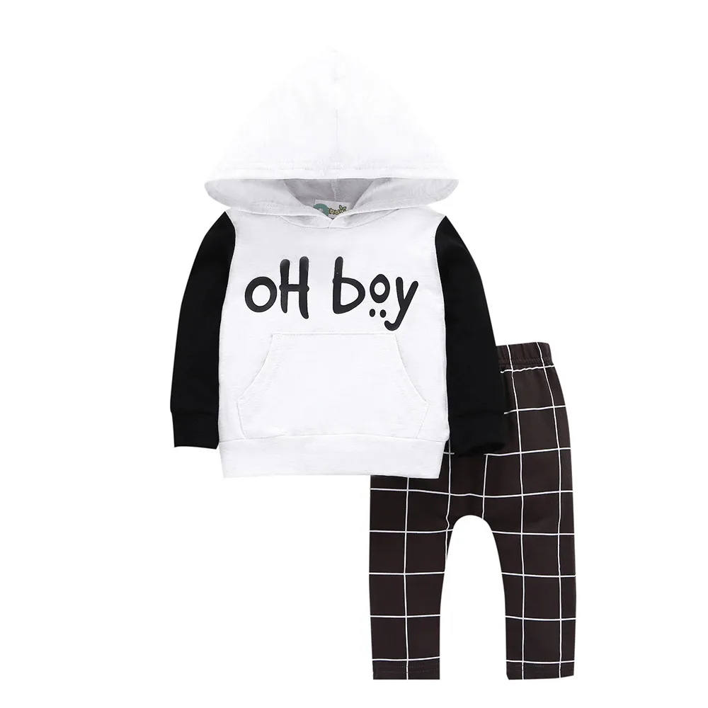 

Toddler Infant Baby Girls Boys Clothes Set Letter baby girl winter clothes Hooded Tops+Pants Outfits JAN17