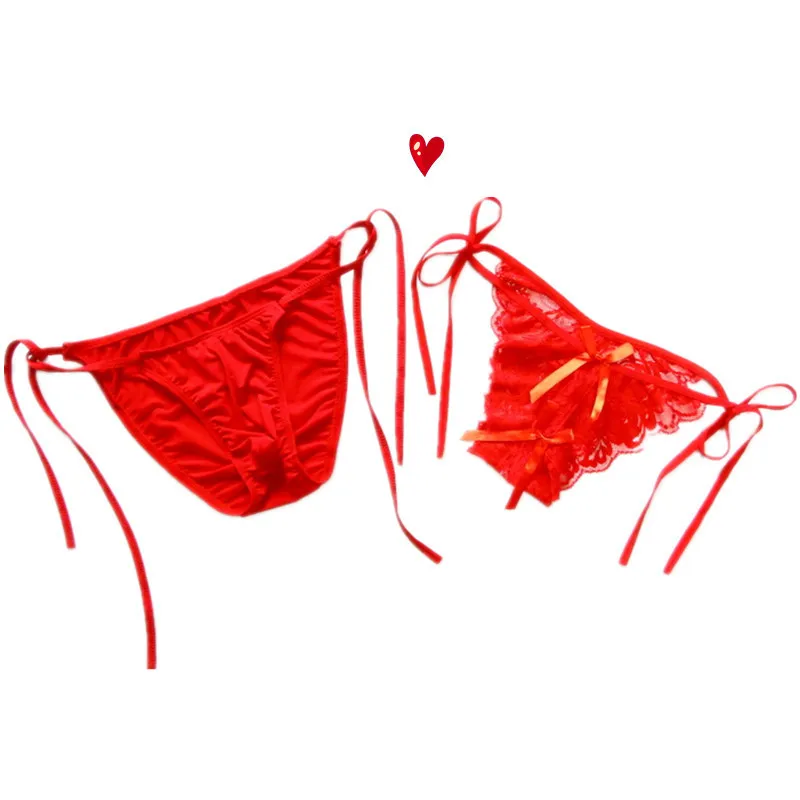 Loves/Couples Underwear Men Briefs Silk Nylon Lady Transparent Open