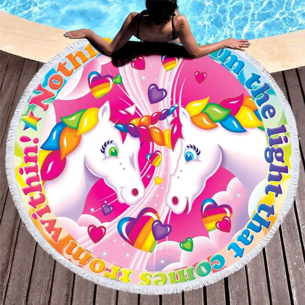 

Lisa And Frank Cartton Women Bath Towel for Beach Thick Round 3d print Fabric Quick Compressed Towel new style-7