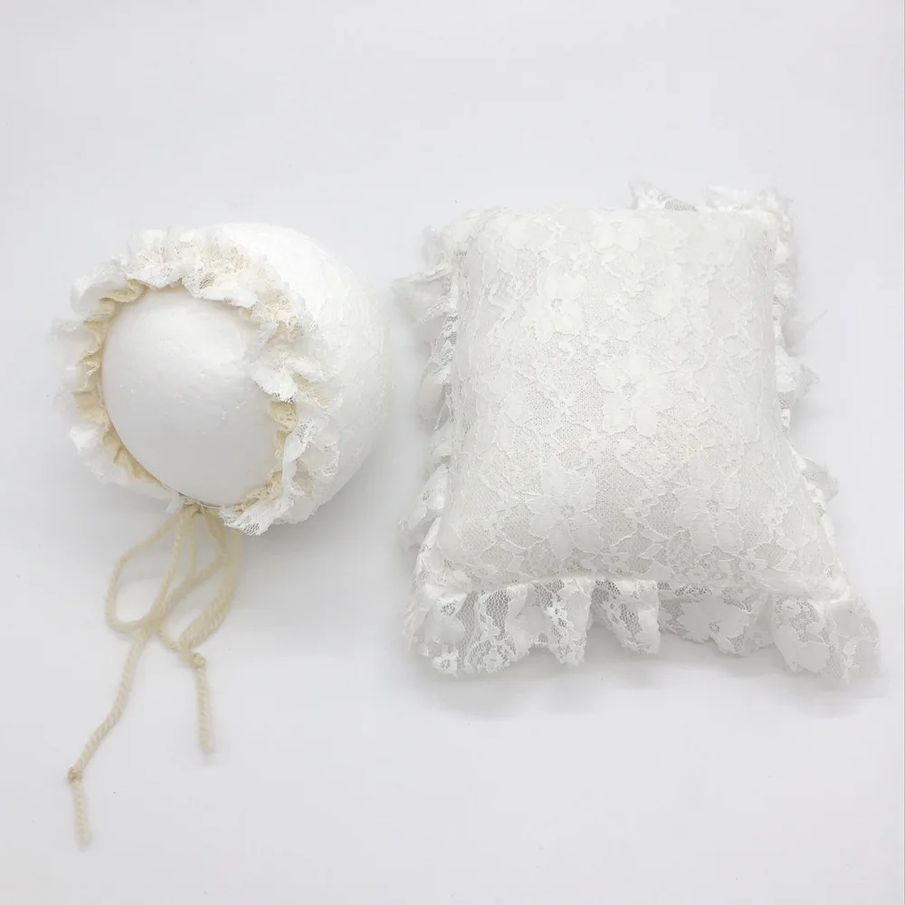 Newborn Photography Props Accessories Baby Photography Lace Hat+Pillow Set Baby Girl Photo Prop Accessory Studio Fotografia Hats