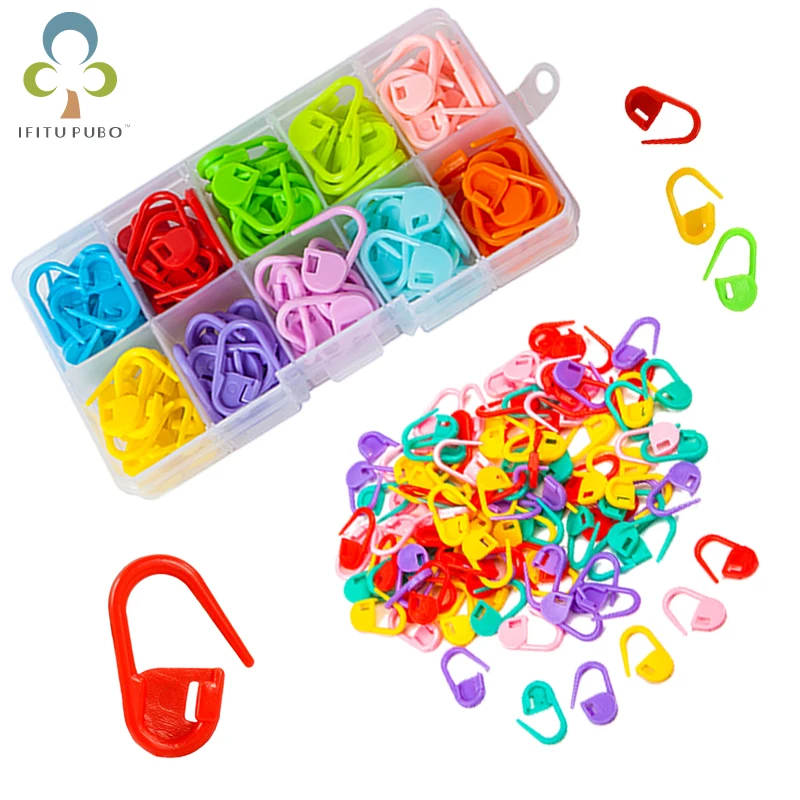 

100Pcs Colorful Plastic Knitting Crochet Locking Markers Crochet Latch Knitting Tools Needle Clip Hook Sewing Tool GYH