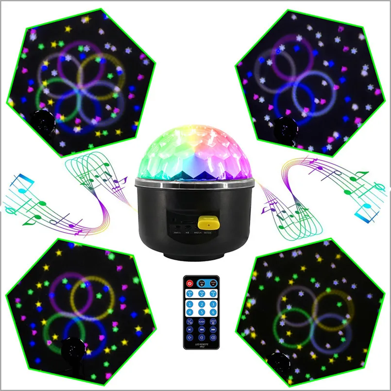 Led Garland Light Remote Control Crystal Magic Ball 10W 6 LED Stage Light Party Disco DJ Club KTV Luces De Navidad 35DC35