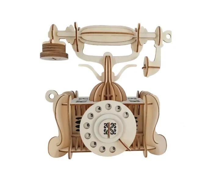 

Simulation Old-fashioned Telephone Model 3d Three-dimensional Wooden Jigsaw Puzzle Toys for Children Diy Handmade Wooden Jigsaw