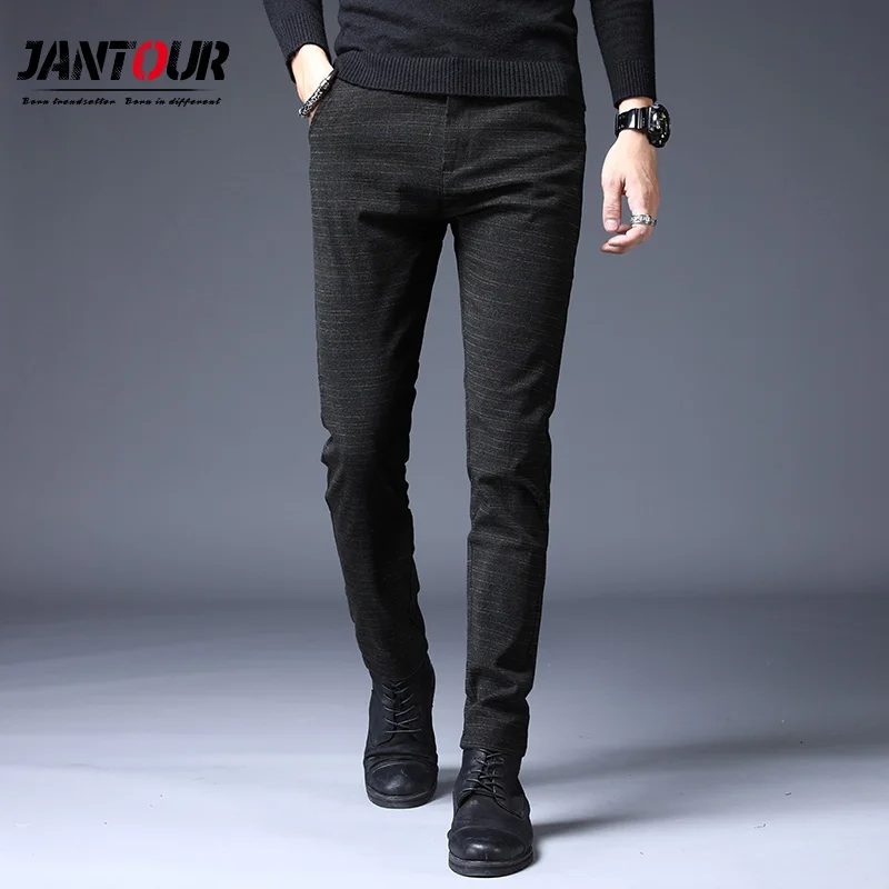 Бренд Jantour осень-зима мужские брюки повседневные мужские s деловые мужские брюки классические модные брюки средней длины прямой максимальной длины 28-38