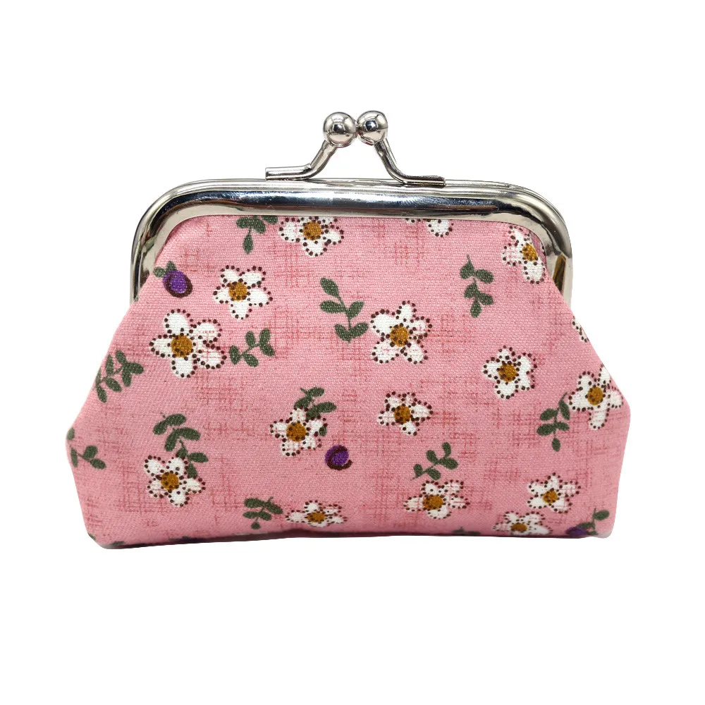 Женский кошелек для монет с цветочным принтом для девочек, кошелек, сумка для мелочи, держатель для ключей на лето - Цвет: PK