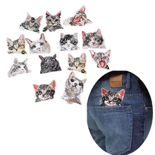 Lindos parches de gato alta calidad realista 3D parche bordado para ropa tela pegatinas hierro en parche insignia Jeans bolsillo apliques